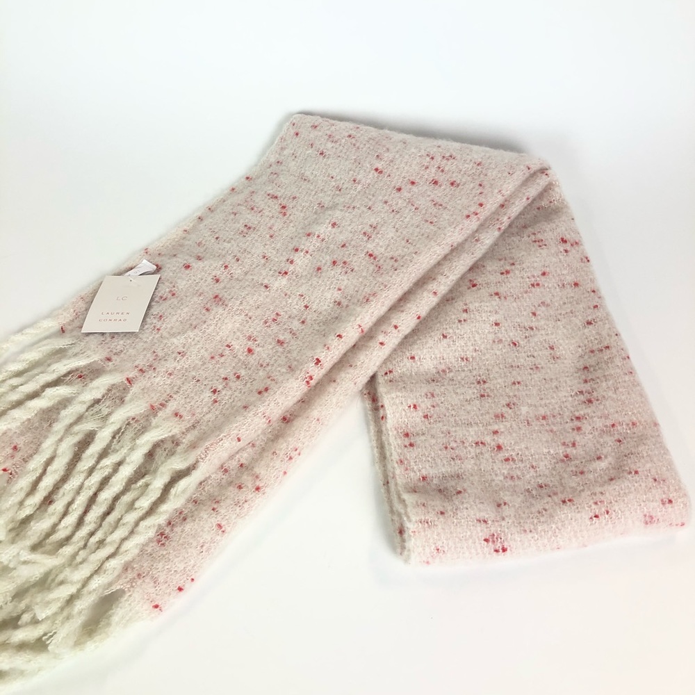 LC Conrad large wrap scarf White & Red